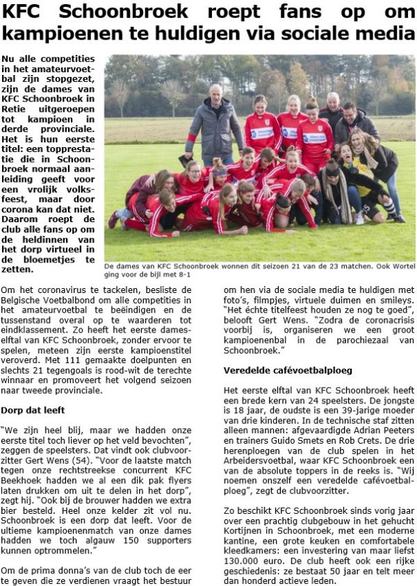 KFC Schoonbroek dames kampioen